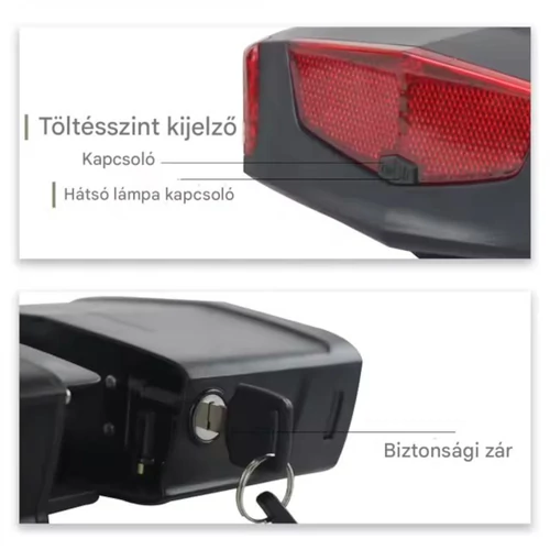 36V 15Ah akkumulátor elektromos kerékpárhoz csomagtartóval RTH-Shop.hu
