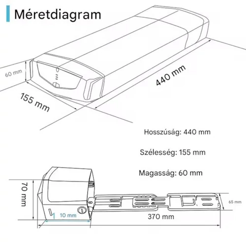 36V 15Ah akkumulátor elektromos kerékpárhoz csomagtartóval RTH-Shop.hu