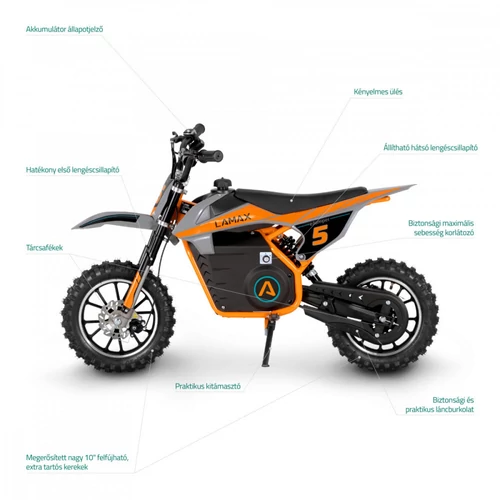 LAMAX eJumper DB50 Orange elektromos motor gyerekeknek, 30Km/h, 12Ah, 20km hatótáv RTH-Shop.hu